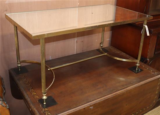 A Maison Jansen style brass coffee table W.87cm